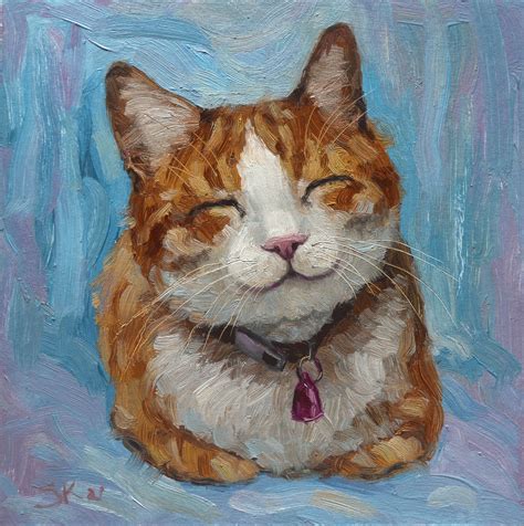 Funny cat oil painting Cute cat original art Ginger Cat Meme | Etsy