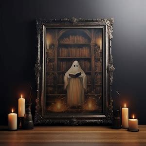 Spooky Ghost Reading A Book, Library Ghost, 8x10 Fine Art Prints, Framed Canvas, Fall Artwork ...