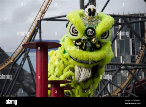 Lion dance perform during the Cap Go Meh celebration in Bandung, West Java, Indonesia on ...