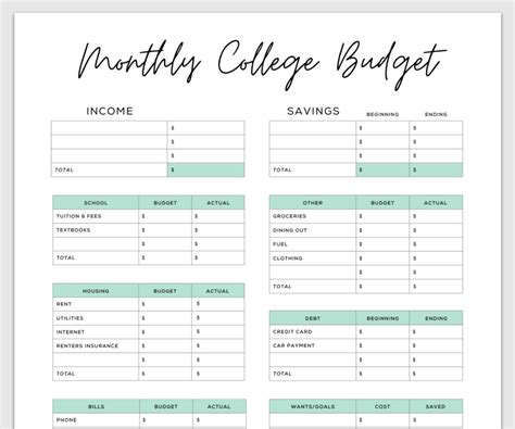 Goodnotes Monthly Budget Template Free