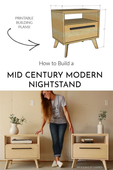 DIY Mid Century Modern Nightstand | PRINTABLE BUILDING PLANS! | Diy modern furniture, Mid ...