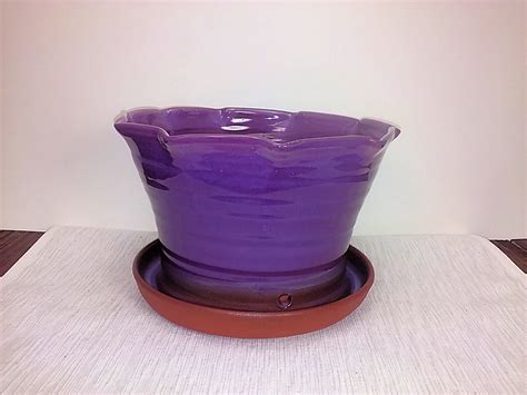 Large purple ceramic Pottery flower pot by SummerHollowPottery