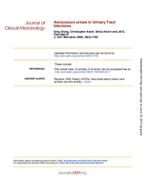 (PDF) [Aerococcus urinae and urinary tract infection] | Yngvar Tveten ...