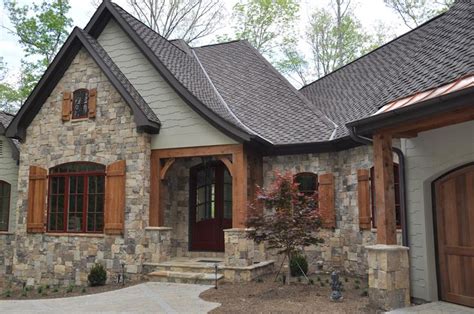 green color with stone and wood for house exterior | Homes | Pinterest ...