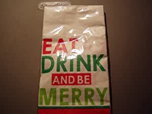 Amazon.com: Christmas Eat Drink And Be Merry Hand Towel Guest Napkins: Kitchen & Dining