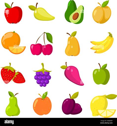 Cartoon fruits vector clipart collection isolated Stock Vector Image & Art - Alamy