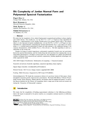 Fillable Online Bit Complexity of Jordan Normal Form and Spectral ...