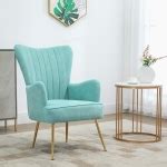 HOMCOM Velvet Accent Chairs, Modern Living Room Chair, Tall Back Leisures Chair with Steel Legs ...
