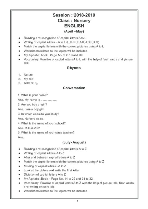 (PDF) Nursery syllabus