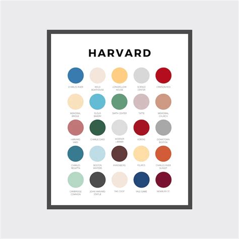 Harvard University Color Palette Harvard Crimson Boston Cambridge MA College Digital Art Instant ...