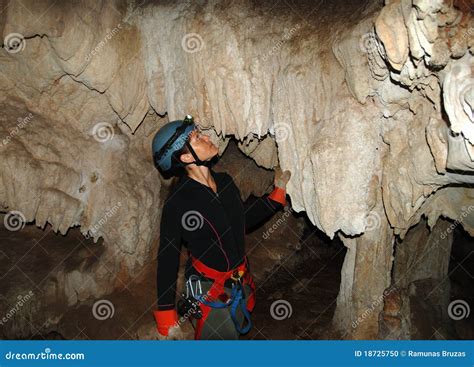 Exploring Caves stock photo. Image of girl, caves, geologic - 18725750