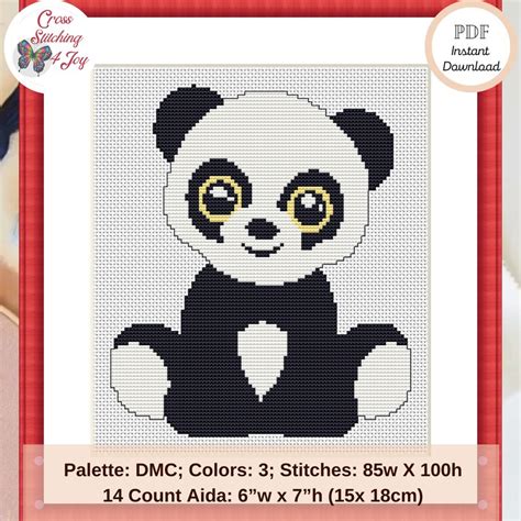 Baby Panda Cute Nursery Cross Stitch Pattern Easy - Etsy