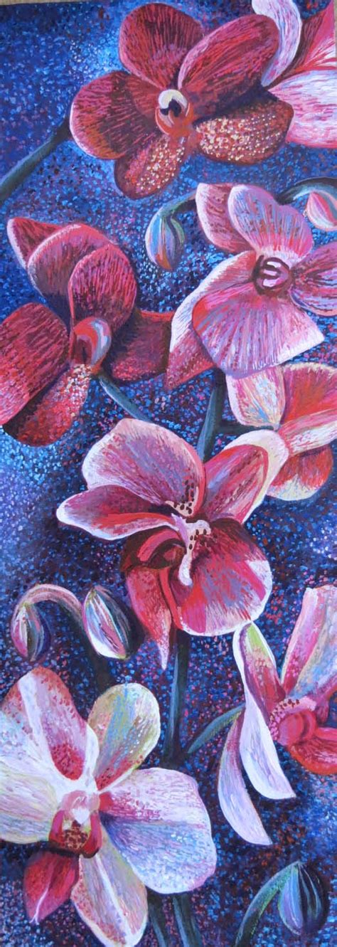 Rozartz Contemporary floral paintings: A painting of orchids. Step by step