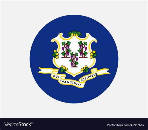 Connecticut ct usa us round circle state flag Vector Image