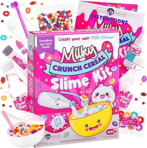 Original Stationery Milky Cereal Crunchy Slime Kit, All in One Slime Cereal Kit to Make Really ...