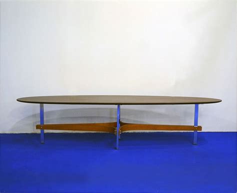 Mid-Century Rosewood and Chromed Oval Coffee Table by Guglielmo Ulrich ...