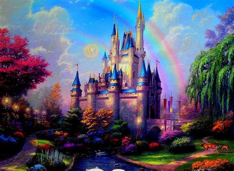 Disney Art- Cinderella's Castle | Castle painting, Thomas kinkade paintings, Thomas kinkade disney