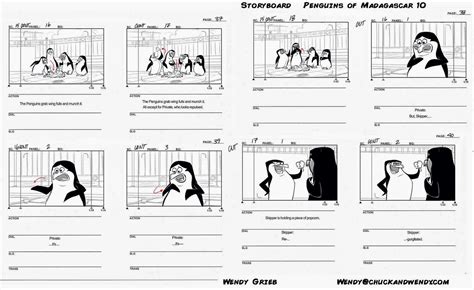 Wendy Grieb's Storyboard Portfolio: Penguins of Madagascar Storyboard Test