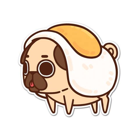 Puglie Egg Sticker | Cute animal drawings, Pug cartoon, Cute cartoon drawings