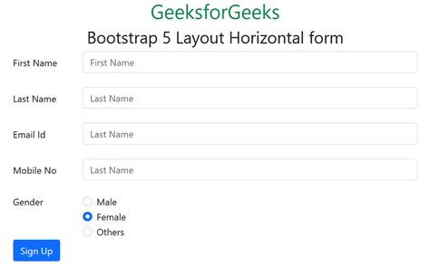 Bootstrap 5 Layout Horizontal form - GeeksforGeeks