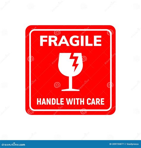 Fragile Sticker Care Handle Vector Label. Glass Fragile Alert Icon ...