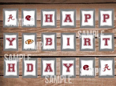 Alabama Houndstooth Happy Birthday Banner Instant Download