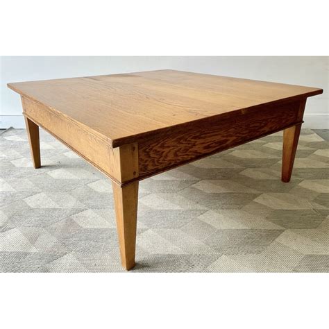 Vintage square coffee table in solid oak