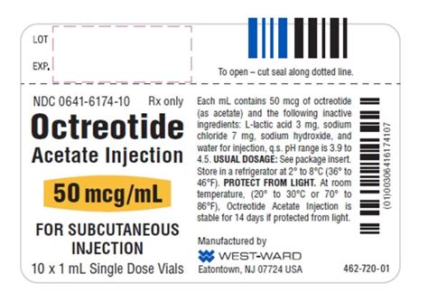 OCTREOTIDE ACETATE 50MCG-ML SDV 10X1ML - HIKMA PHARMACEUTICALS USA INC