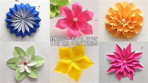 6 Easy Paper Flowers | Flower Making | DIY - YouTube