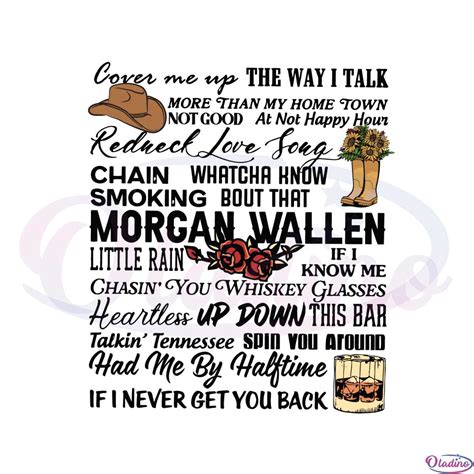 Morgan Wallen Songs Country Music Lovers Svg Cutting Files