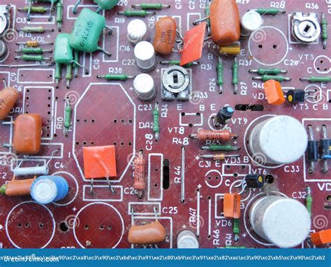 Circuit Board with Resistors and Capacitors. Stock Image - Image of boards, potentiometers ...