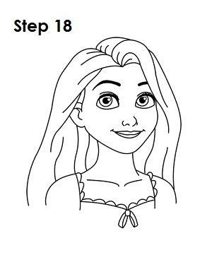 Cute Rapunzel Easy Simple Princess Drawing - Love Music