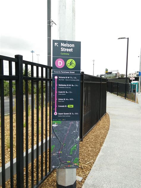 Temporary cycle sign for Nelson Street Cycleway Transport Map ...