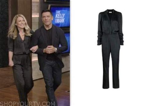 Live with Kelly and Mark: April 2023 Kelly Ripa's Black Satin Jumpsuit ...