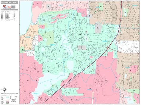 Lakewood Washington Wall Map (Premium Style) by MarketMAPS