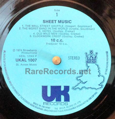 10cc – Sheet Music 1974 UK LP