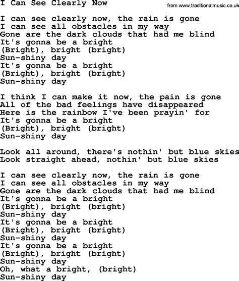 Willie Nelson song: I Can See Clearly Now, lyrics