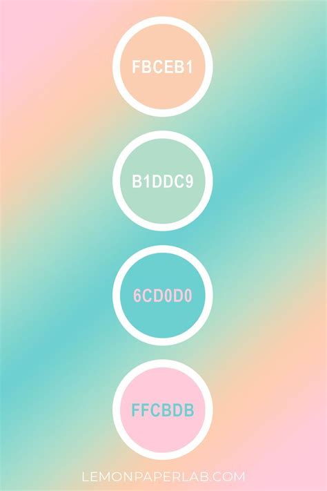 Pastel Colors: Apricot Orange, Mint Green, Cyan Blue, and Pink