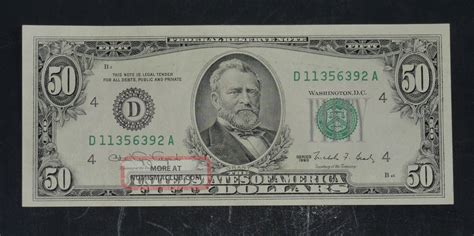 1990 $50 Fifty Dollar Bill, Federal Reserve Note, Ohio S D11356392a