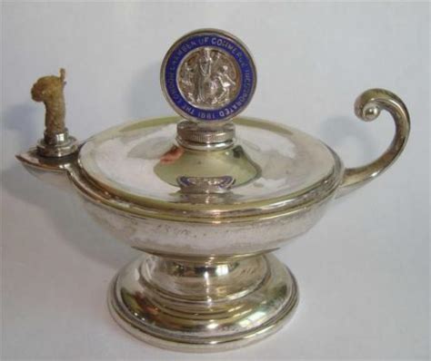 ANTIQUE OIL LAMP CIGAR LIGHTER LONDON CHAMBER OF COMMERCE 1881 SILVER ...