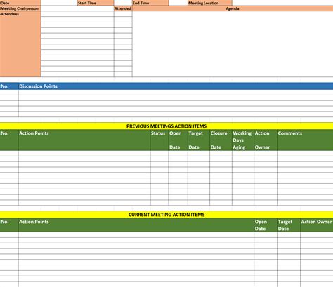 Downloads 19 - Excel based Minutes of Meeting Template | `E for Excel | Excel, VBA, Dashboards ...