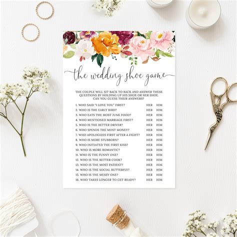 The Wedding Shoe Game, Couples Shower, Wedding Game, Bridal Shower Game ...