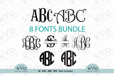 Cricut Monogram Font Bundle SVG files (Not Typing) By kYo Digital ...