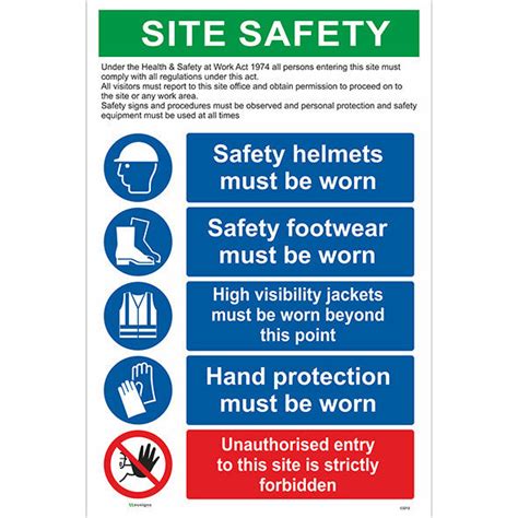 Construction Site Safety Sign / PPE / Unauthorised Entry / 5 Signs in 1 ...