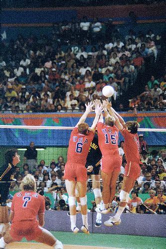 #15 Karch Kiraly USA 84' olympics team- Look at the perfect block by all three team members ...