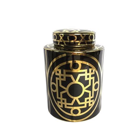 Classic Decorative Ceramic Covered Jar, Black And Gold - Walmart.com - Walmart.com