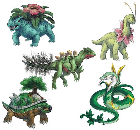 Realistic Pokemon Sketches: Grass Final Evolutions by ReneCampbellArt on DeviantArt