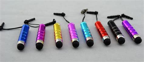 Plastic Bullet Shaped Capacitive Stylus Touch Screen Pen With Strip Earphone Anti-dust Plug Gift ...