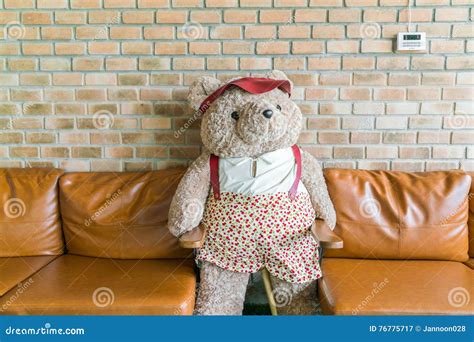 Cute Teddy Bear Sitting on Chair . Stock Image - Image of nostalgia ...