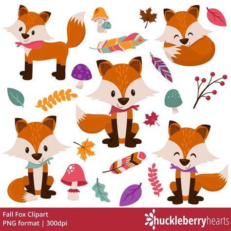 Fall Fox Clipart - Huckleberry Hearts